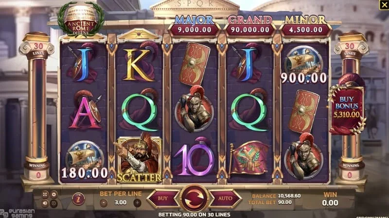 Ancient Rome Deluxe AI - ბონუს ეკრანი დამატებითი პრიზებით